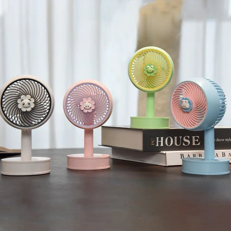 Desktop Mini Fan Cartoon Three Speed Headup Usb Charging Plastic Small Fans Strong Endurance Lithium Battery Cooling Appliances - Stereotech