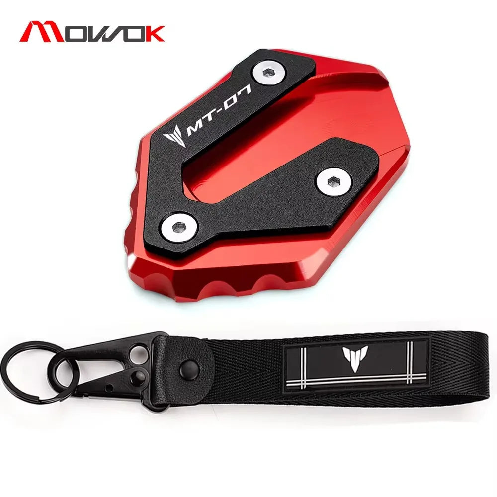 For yamaha MT07 MT-07 mt07 2014-2021 2022 2023 2024 motorcycle Side Stand Enlarge Kickstand Extension Plate Pad key chain ring