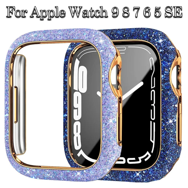 Diamond Cover for Apple Watch Case 45mm 41mm 44mm 40mm Bling Bumper Screen Protector for Apple Watch Series 9 8 7 4 5 6 Se - Stereotech