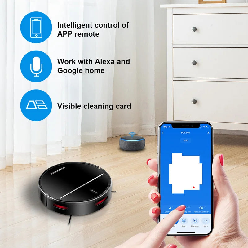 Liectroux M7S Robot Vacuum Cleaner,Smart Dynamic Navigation,4000Pa,Wet Mop,WiFi,Silent,Work with Alexa &amp; Google Home
