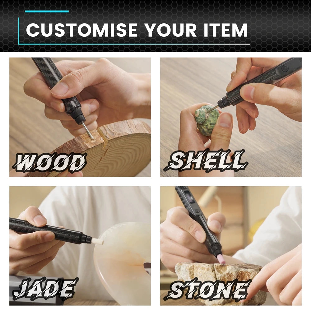 ARROWMAX GC6 Smart Engraving Pen Electric Mini Grinder Cordless Rotary Tool with 39 Bits for Crafts Jewelry Wood Glass Carving