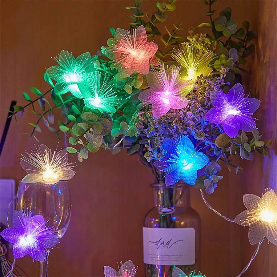 2/3M LED Fiber Optic Fairy Light Battery-operated Garland Christmas Decoration Party New Year&#39;s Decor Artificial Flowers Festoon