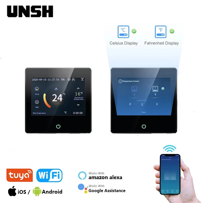 Tuya WiFi Smart Thermostat Temperature Heating Controller Water/Electric/Boiler Heating Led Touch Screen for Google Home/Alexa