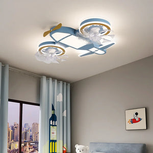 LED Aircraft Ceiling Light Cartoon Remote Control Fan Lamp Boy Room Lights Children's Room Bedroom lamp Gift Light For Children