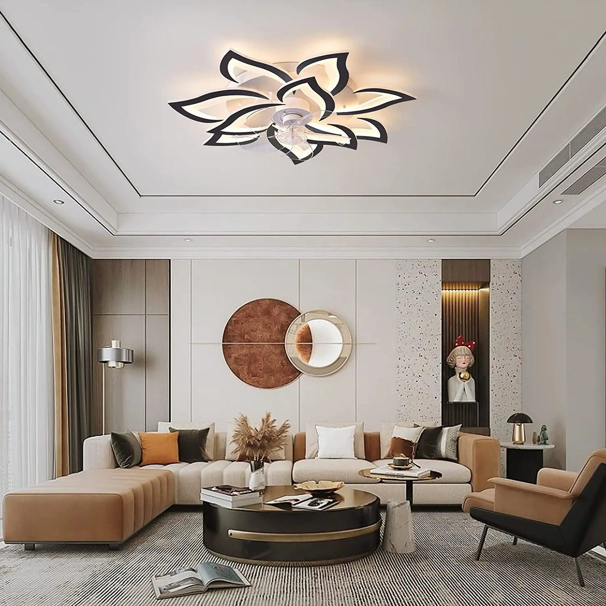 2024 New Modern Smart Fan Light Mobile App Remote Control Frequency Conversion Light Fan Light Quiet Luster Ceiling Fan Light - Stereotech