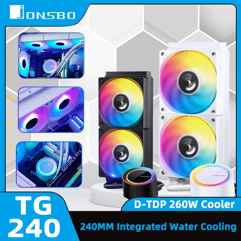 JONSBO TG-240 Liquid Cooler PWM ARGB Water Cooling Fan 240mm Integral Water Cooling Radiator For LGA2011 115X 1200 1700 AM4 AM5