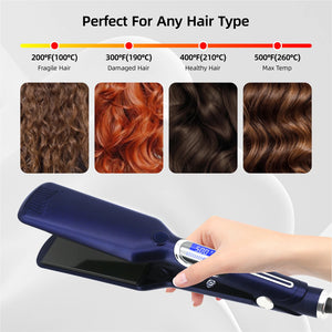 Professional Hair Straightener Titanium Plate Fast Heat Up 500F Flat Iron 2 in 1 Straightener and Curler Styling Tool