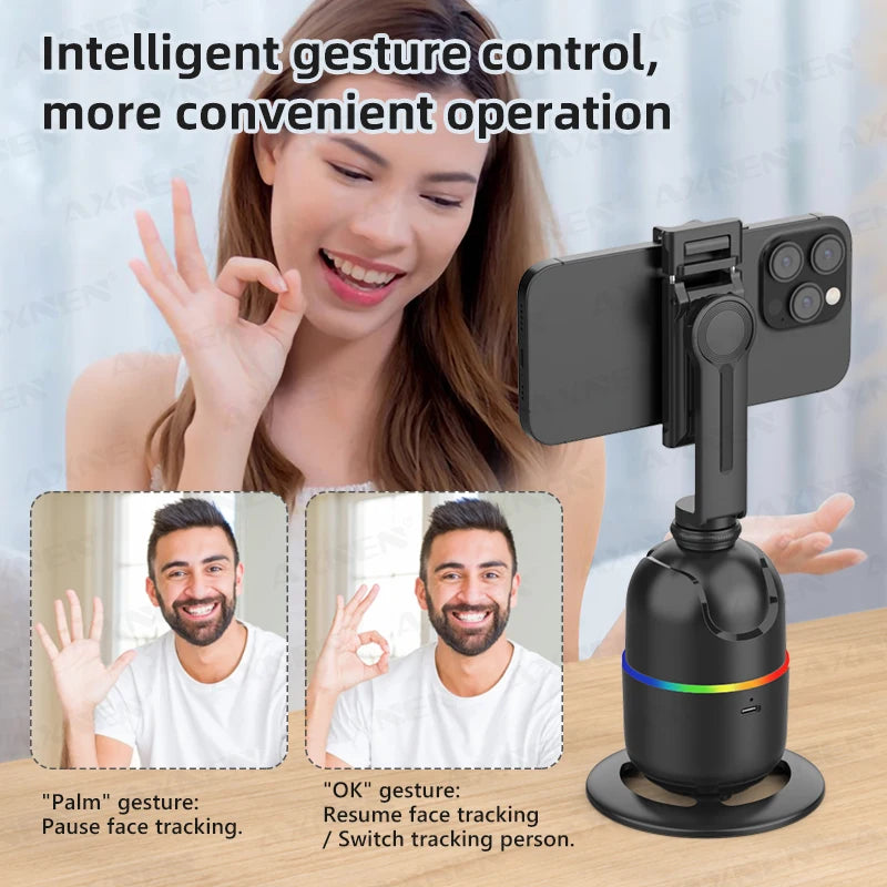 AXNEN P03 Gimbal Mobile Phone Stabilizer AI Face Tracking 360 Rotation Desktop Follow Selfie Stand for Iphone 15 Pro Max Android