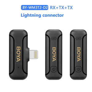 BOYA BY-WM3T2 Professional Wireless Lavalier Lapel Mini Microphone for iphone ipad Android Live Broadcast Streaming Vlogging