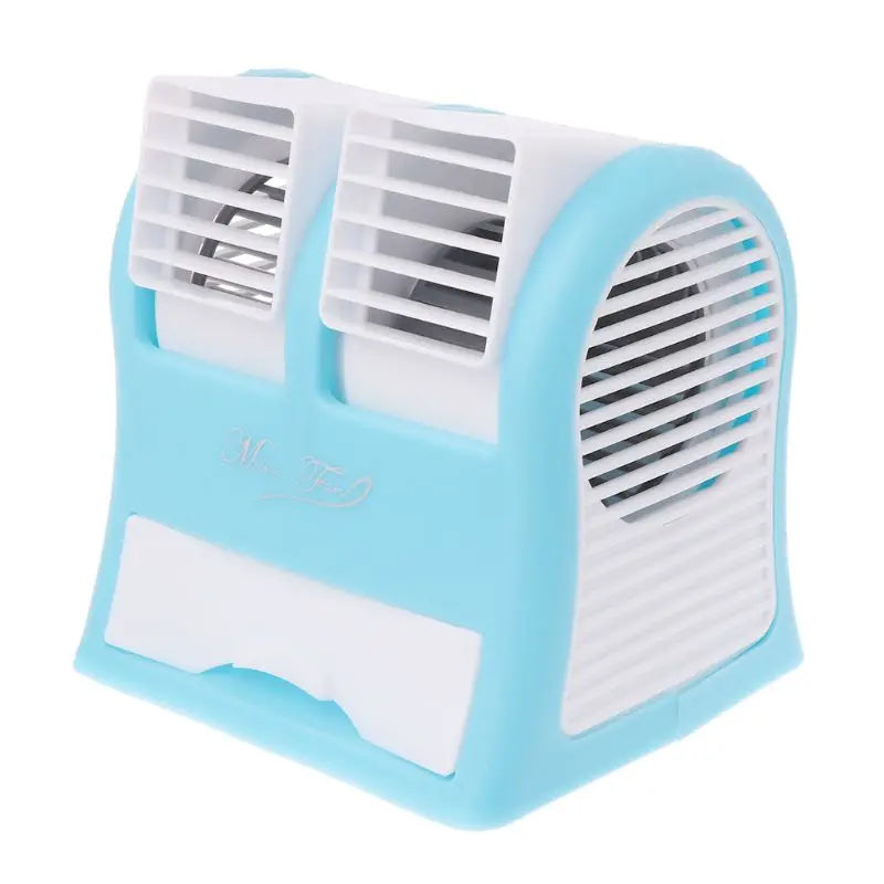 Mini Small Fan Cooling Portable Desktop Dual Bladeless Air Conditioner USB NEW - Stereotech