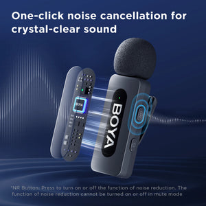 BOYA BY-V3  Wireless Lavalier Lapel Mini Microphone for iPhone Android Smartphone PC Computer Live Streaming Youtube Recording