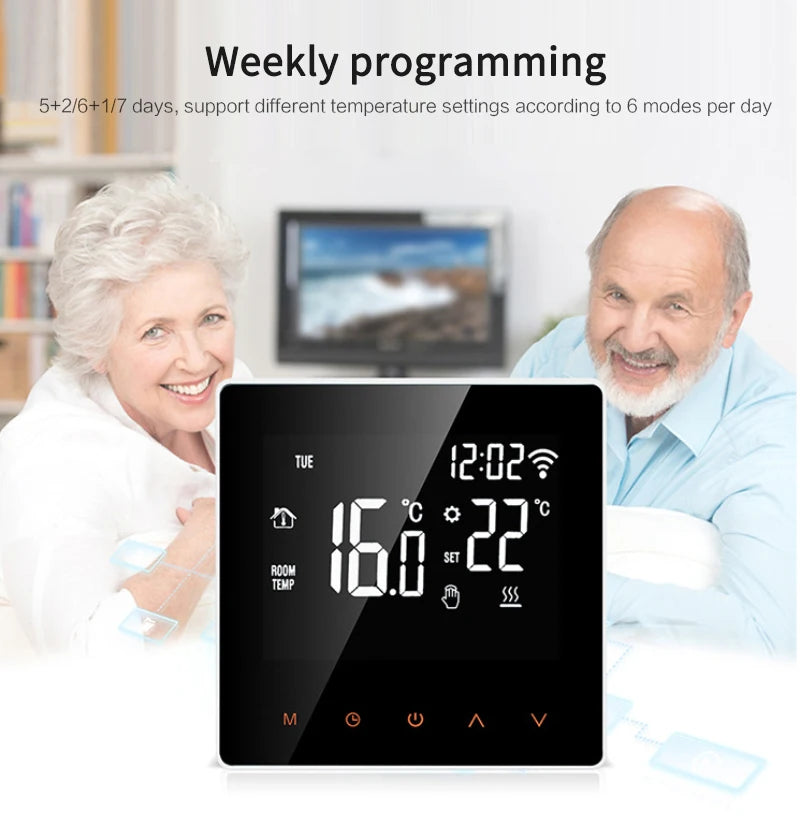 Aubess Tuya Smart WiFi Thermostat and TRV Temperature Controller for Electric floor Heating Voice Control Via Alexa Google Home