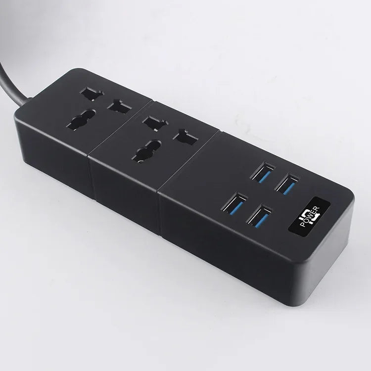 Power Strip Socket Universal Multi Plug 1 2 3 Outlest 110~250V 4 USB 5V 2.1A  2500W Black White Extension Cord Electric Sockets