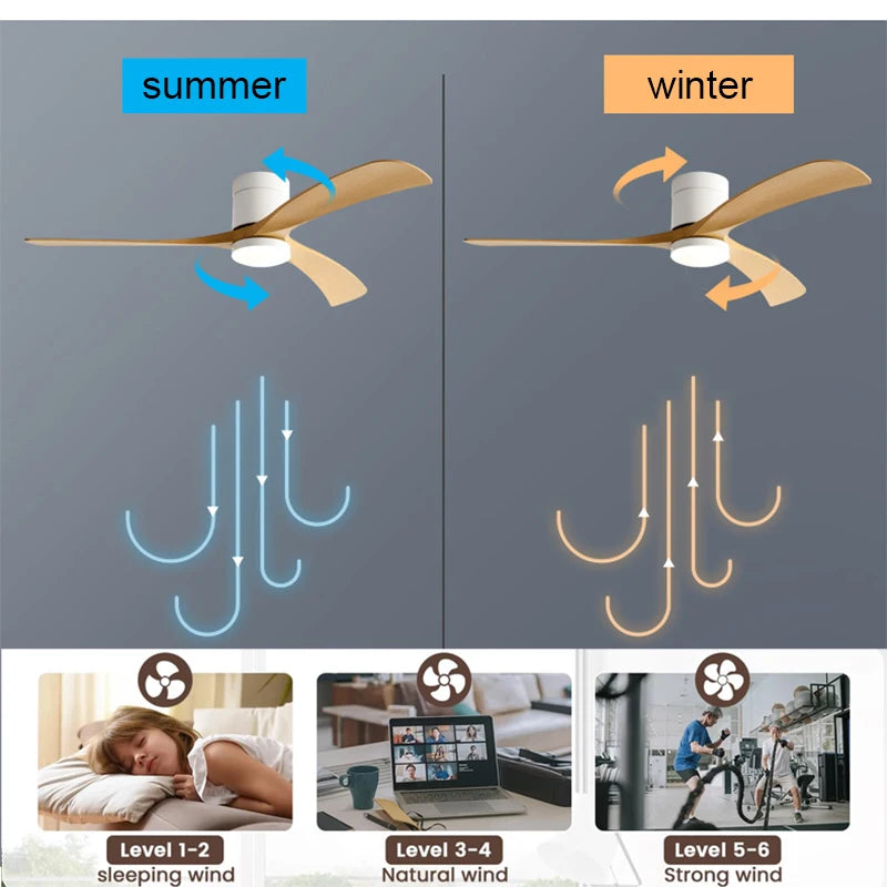 46Inch Low Floor Ceiling Fan Light Modern Black ABS Blade DC Remote Control Led Fan Lights Restaurant The bedroom 110V 220V - Stereotech