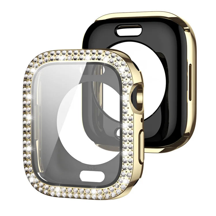 Diamond Case Back cover For Apple Watch 7 8 45mm 41mm 49mm 44mm 40mm Glass Screen Protector Cover Bumper iWatch 4 5 SE 6 Ultra gold Ultra 49mm