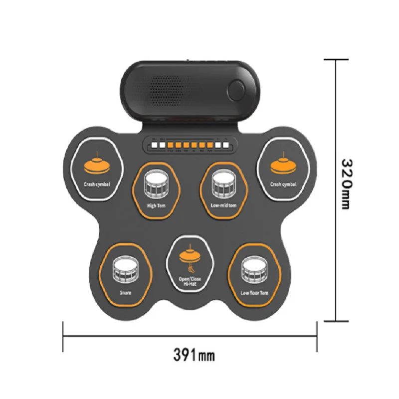 Portable Electronic Drum Kit for Children&#39;s Beginner, Silicone Drum Kit