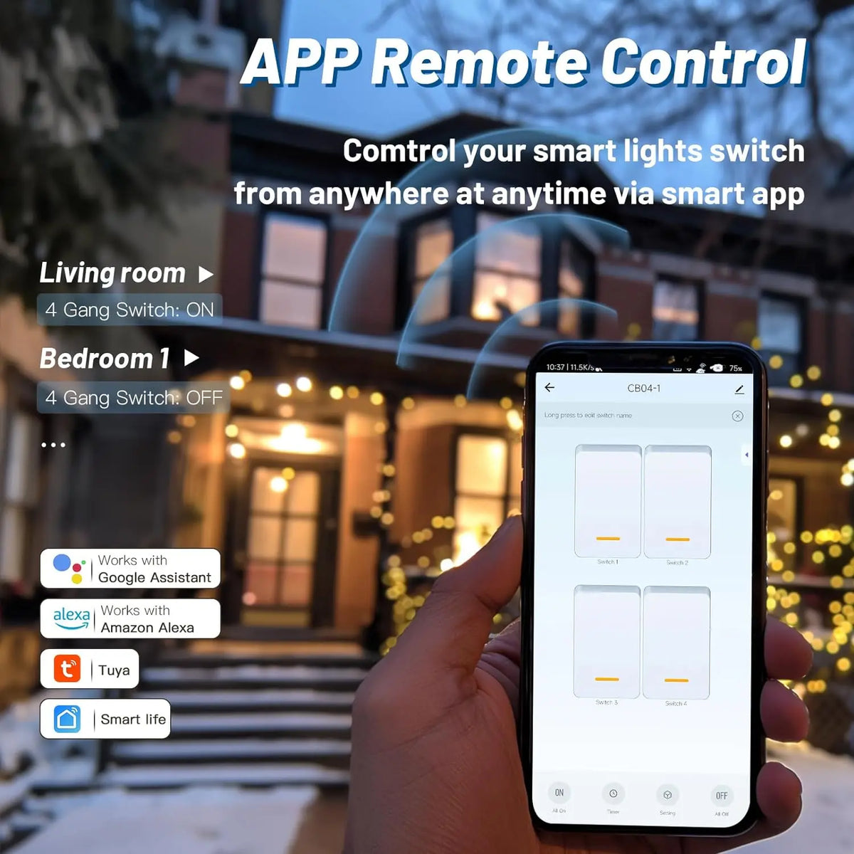 Tuya Smart Switches US Neutral Wire/No Neutral Wire Required Light WiFi Touch Switch 1/2/3/4 Gang Via Alexa Google Home Alice