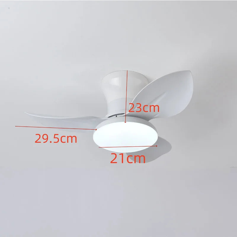Modern Black White Low Floor DC Motor 30W Ceiling Fans With Remote Control Simple Ceiling Fan With light Home Fan 100-240V - Stereotech