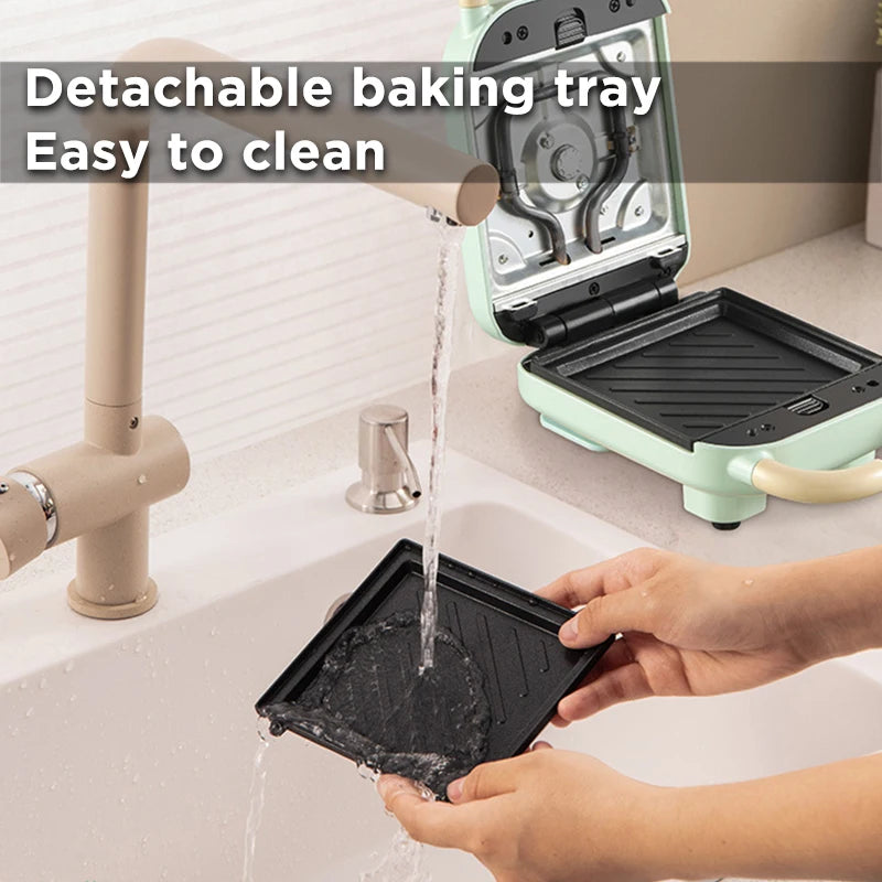 Mini Sandwich Machine Breakfast Maker Multi Cookers Toasters Electric Ovens Hot Plates Bread Pancake Waffle Donuts - Stereotech