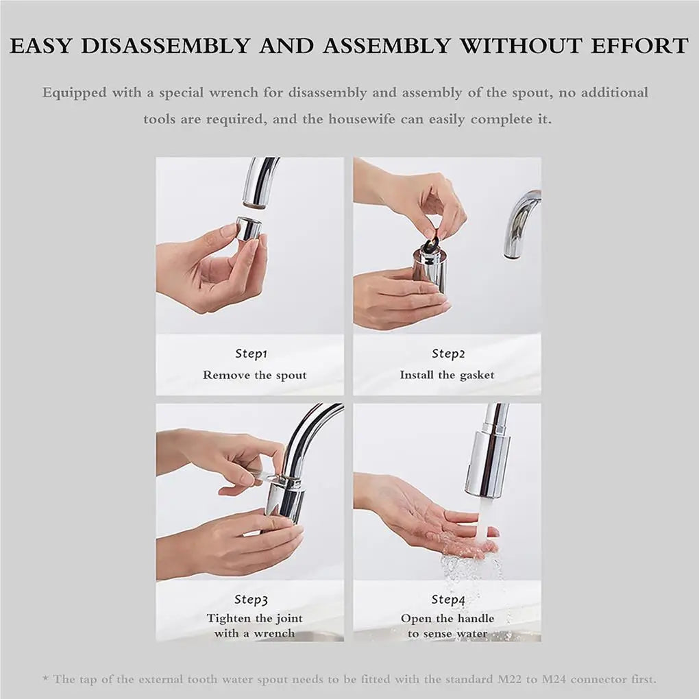 Intelligent Faucet Water-Saving Sensor Mixer Red Light Sensing Automatic Adapter M22/M24 Faucets Nozzle for Bathroom Kitchen