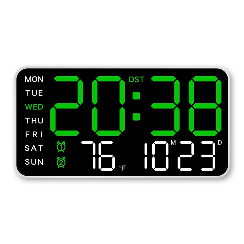 Digital Wall Clock Temperature Date Week Display Dual Alarm Clock Voice Control 5 Levels of Brightness Adjustment Table Clock