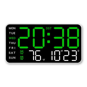 Digital Wall Clock Temperature Date Week Display Dual Alarm Clock Voice Control 5 Levels of Brightness Adjustment Table Clock
