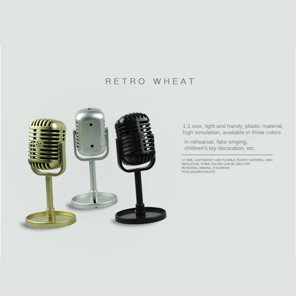 Simulation Classic Retro Dynamic Vocal Microphone Vintage Style Mic Universal Stand For Live Performanc Karaoke Studio Recording - Stereotech