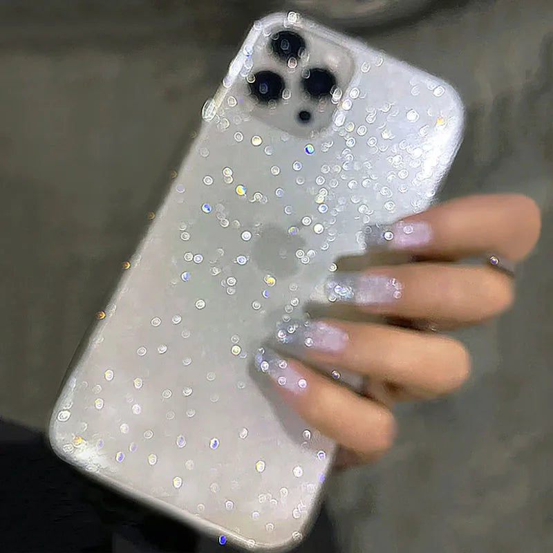 New Luxury Bling Glitter Clear Case For iPhone 15 14 13 12 11 Pro Max Mini X XR XS Shockproof TPU Transparent Soft Cover