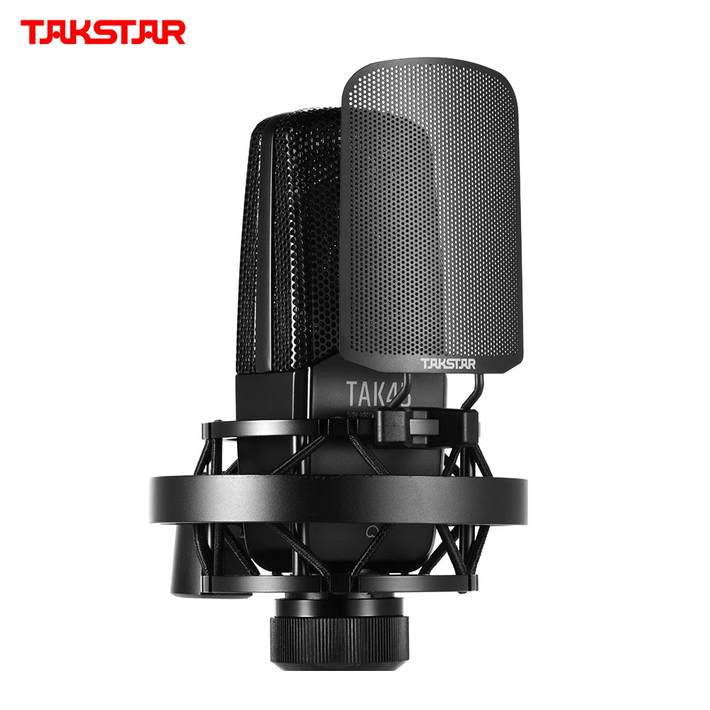 TAKSTAR Recording mini Microphone Condenser Mic with Metal Windscreen Shock Mountfor Studio Video Recording Live Broadcast MIC