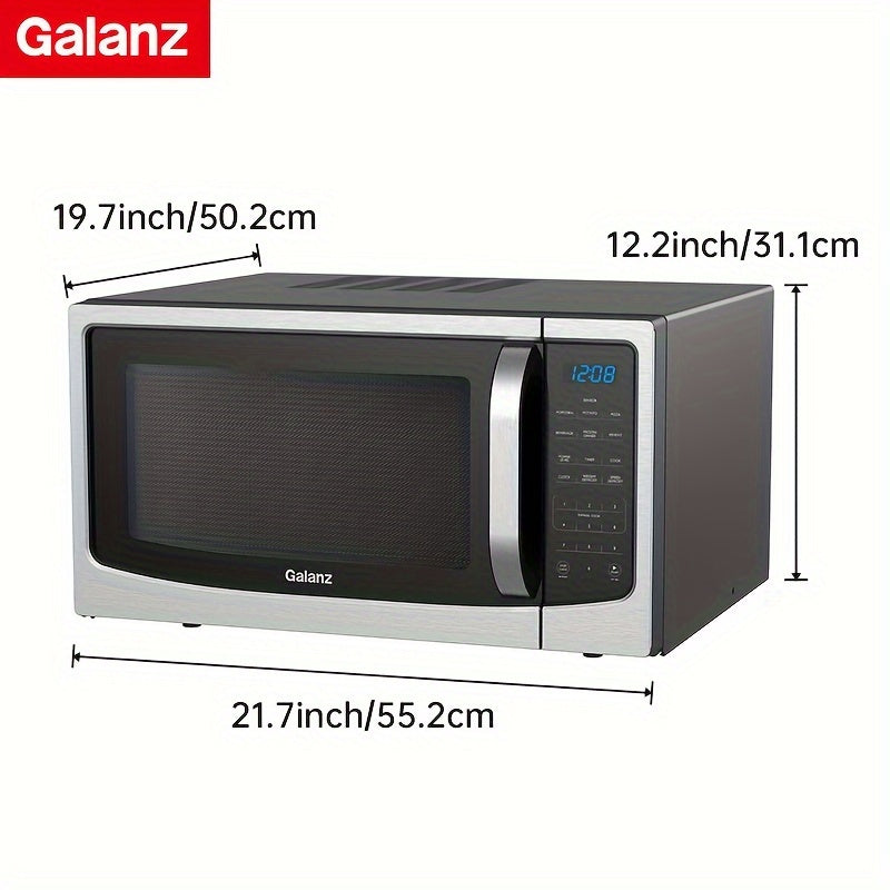 Galanz Countertop Microwave Oven 1.6 Cu Ft With Removable Turntable 1100W 6 Auto Menus Stainless Steel