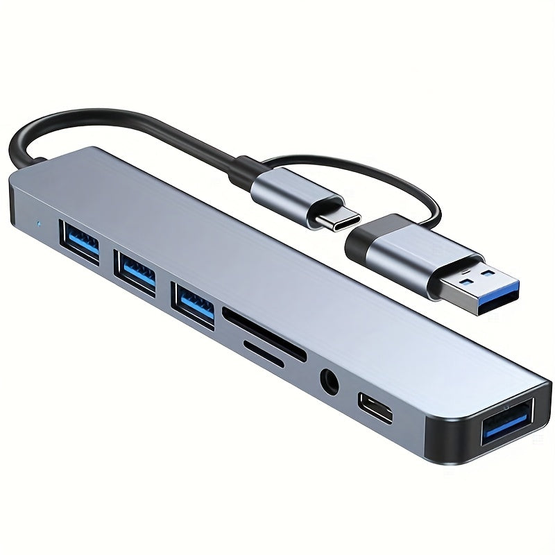 8-Port USB C Hub - Expand Your Laptop&#39;s Capabilities with USB 3.0, USB 2.0, Micro SD/TF Card Reader, Microphone/Audio, and More - Ideal for MacBook Pro, iMac, iPad Pro, and Other USB-C Devices