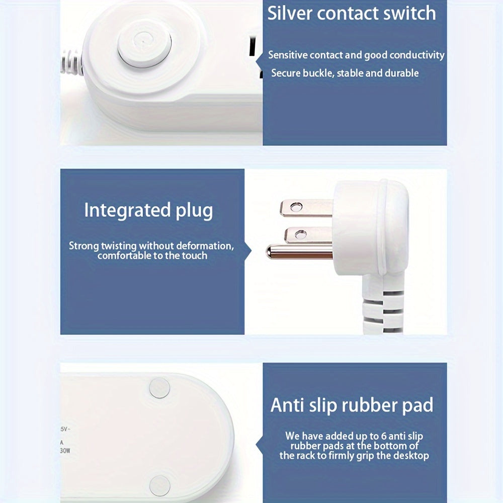 US Plug, Flat Power Socket, 3 Plugs/2 USB Interfaces/1 Type-C, Compatible With Full Range, Power: 1250W