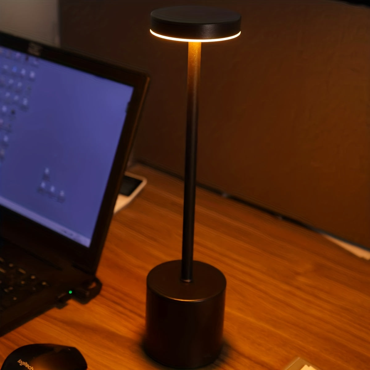 1pc Modern I-Shaped Cordless Touch Desk Lamp - Rechargeable, Tri-Color, Simple Design, LED Light, Bedside, Nightstand, Restaurant, Bar, Bedroom Decoration, Atmosphere Lamp with Touch Control