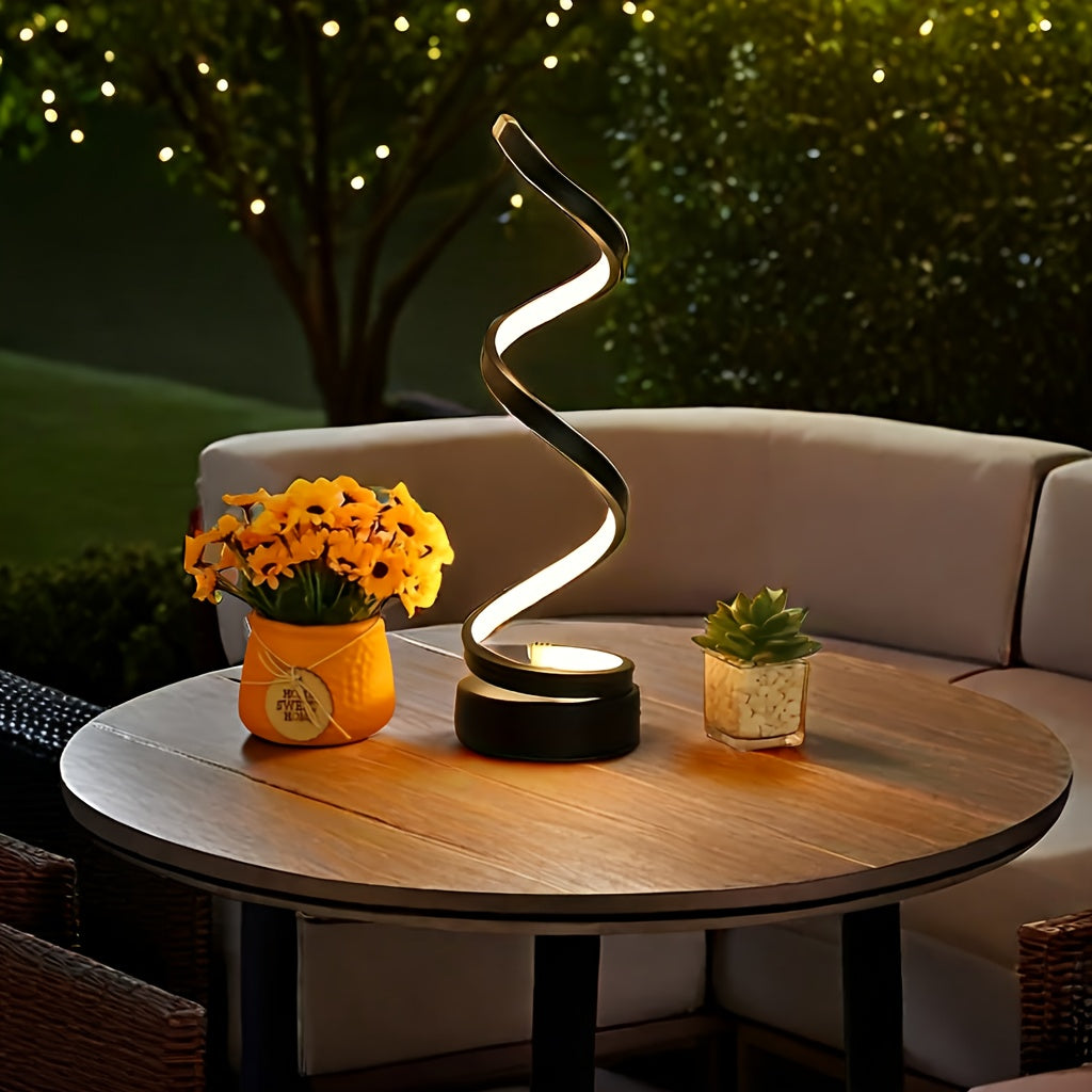 Modern LED Desk Lamp with USB - Adjustable Brightness, Warm White Light, Spiral Design for Eye Comfort, Perfect for Bedroom, Living Room, Office - 5W Tri-Color Dimmable Table Lamp