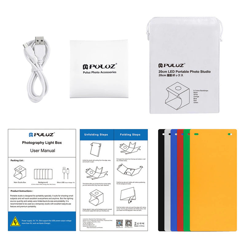 New Desktop Photo Studio Tent Portable Tabletop Shooting Light Box Photography Studio Kits Led Lights Softbox Lightbox 6 Colors