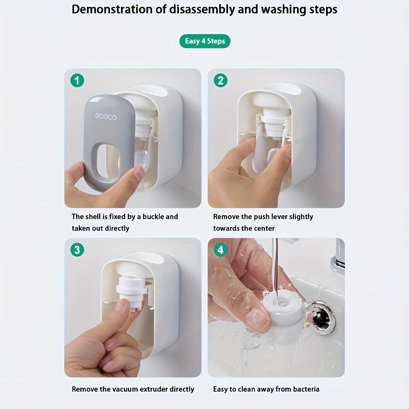 Luxury Automatic Toothpaste Dispenser - Wall-Mounted, No-Drill Installation, Portable Bathroom Accessory