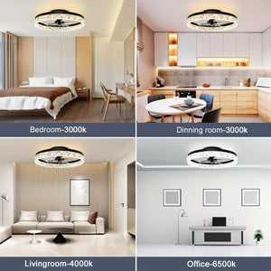 Modern LED Ceiling Fan With Remote Control - 3 Color Lighting, Dimmable & Energy-Efficient, Perfect For Living Room, Office, Cafe, Bedroom, Kitchen