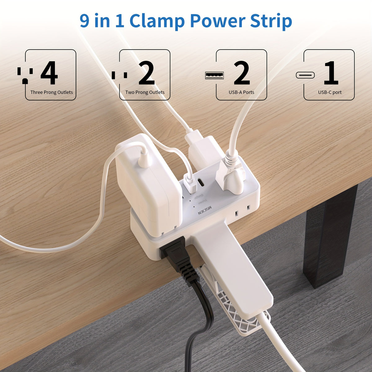 Power Strip With USB Ports And 6 Outlets, With Surge Protector, US Plug