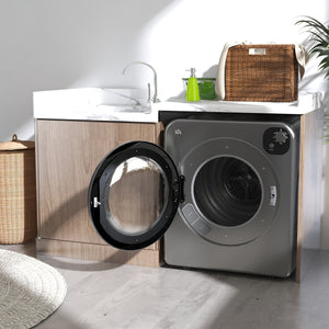Electric Portable Dryer Compact Laundry Dryer Machine 1300W 13.2lbs Capacity Stainless Steel Tub 3.22 Cu. Ft. Tumble Dryer With 7 Drying Modes For Apartment Dorm (Grey)