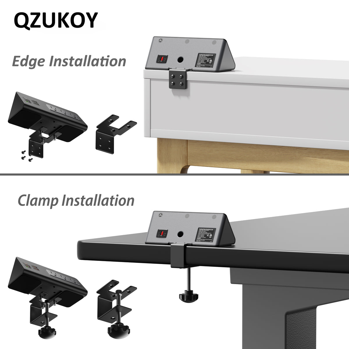 Upgraded, Desk Edge Clamp Mount Power Strips with USB Ports, PD20 W Fast Charging USB-C Port and 3 AC Outlets, Nightstand Charging Station, Office Tabletop Accessories, Hotels, 5.6 Ft Extension Cord