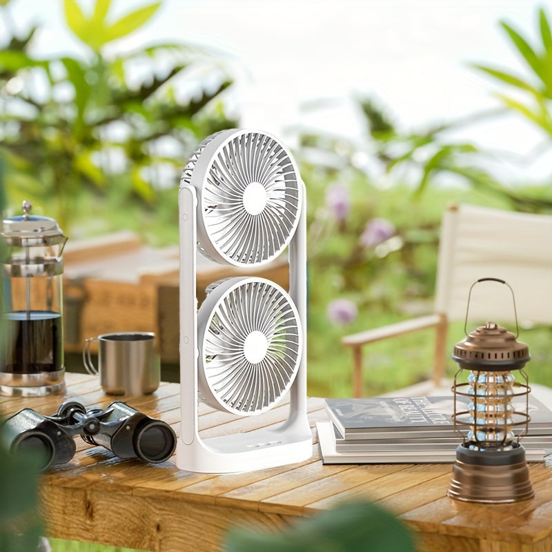 Quiet 8-Inch Portable Tower Fan with Oscillation - USB Rechargeable, 3-Speed Personal Cooling Desk Fan for Home, Office, and Travel