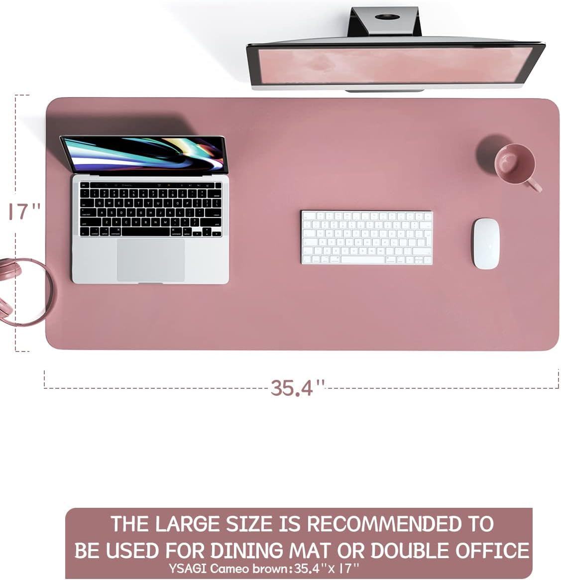 Non-Slip Desk Pad, Waterproof PVC Leather Desk Table Protector, Ultra Thin Large Mouse Pad, Easy Clean Laptop Desk Writing Mat for Office Work/Home/Decor(Dark Pink, 35.4&quot; X 17&quot;)