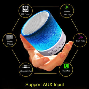 Mini LED Portable Speakers Wireless Speaker with TF Mic Bluetooth-Compatible Music for Phone