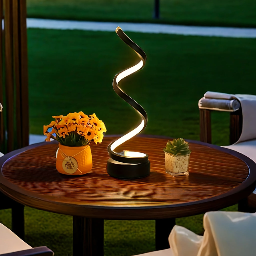 Modern LED Desk Lamp with USB - Adjustable Brightness, Warm White Light, Spiral Design for Eye Comfort, Perfect for Bedroom, Living Room, Office - 5W Tri-Color Dimmable Table Lamp