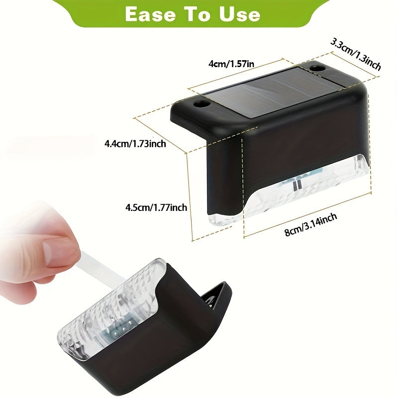 4pcs Solar Powered Outdoor LED Deck Lights - Energy-Efficient, Waterproof, and Durable Decorative Lights for Gardens, Fences, Stairs, Steps, Balconies, Yards, Courtyards, and Pathways - Easy Installation, Auto-On at Dusk, and