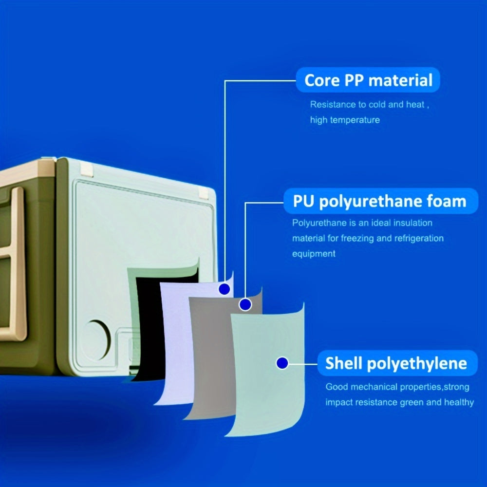 8.45gal Large Capacity Outdoor Cooler With Folding Table &amp; Chair Set - Waterproof, Portable Aluminum Insulated Box For Bbqs, Parties, Picnics, Camping &amp; Hiking