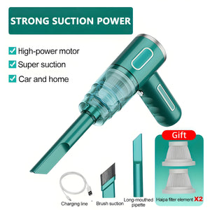 Upgraded Version, Portable Cordless Hand-held Vacuum Cleaner, Cyclone Suction Wireless Vacuum Cleaner. Echargeable Strong Suction Vacuum Cleaner Suitable For Cars/Offices/Homes - Stereotech