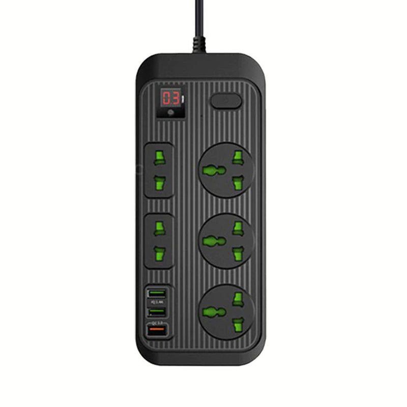PC Power Strip Multi Plug with 5 AC Outlets QC3.0 18W 3 USB Fast Charging Ports Socket Adapter US UK EU AU Timer Power Socket