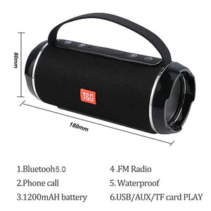 TG 116C 40W High Power Outdoor Bluetooth Speaker Subwoofer TWS Waterproof Portable Music Center System Column 3D Soundbar