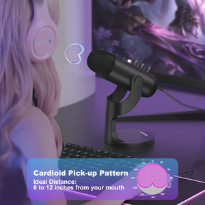 USB Microphone, Condenser Computer PC Mic, Plug&Play Gaming Microphones for PS 4&5.Headphone Output&Volume Control, Mic Gain Control, Mute Button for Vocal, YouTube Podcast on Mac&Windows (Black) Eid Al-Adha Mubarak